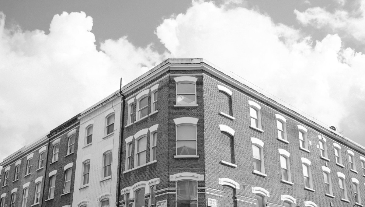 Old brick building with multiple windows